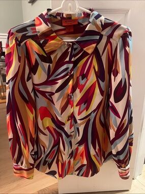 Missoni Multicolor Abstract Silk-Blend Button-Down Blouse